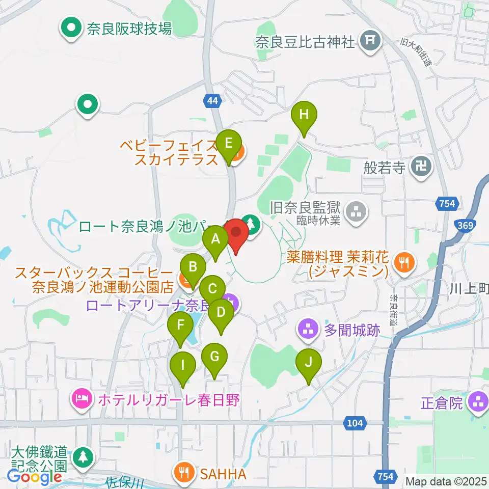 ロートフィールド奈良周辺の駐車場・コインパーキング一覧地図