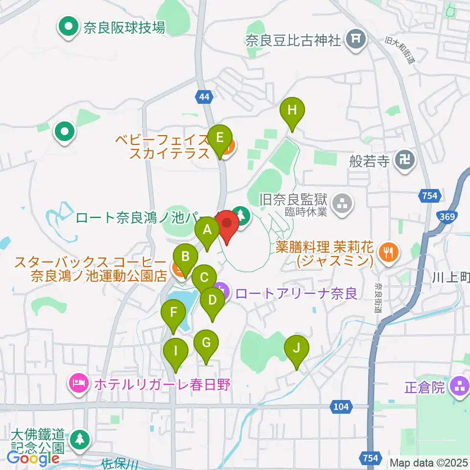 ロートフィールド奈良周辺の駐車場・コインパーキング一覧地図