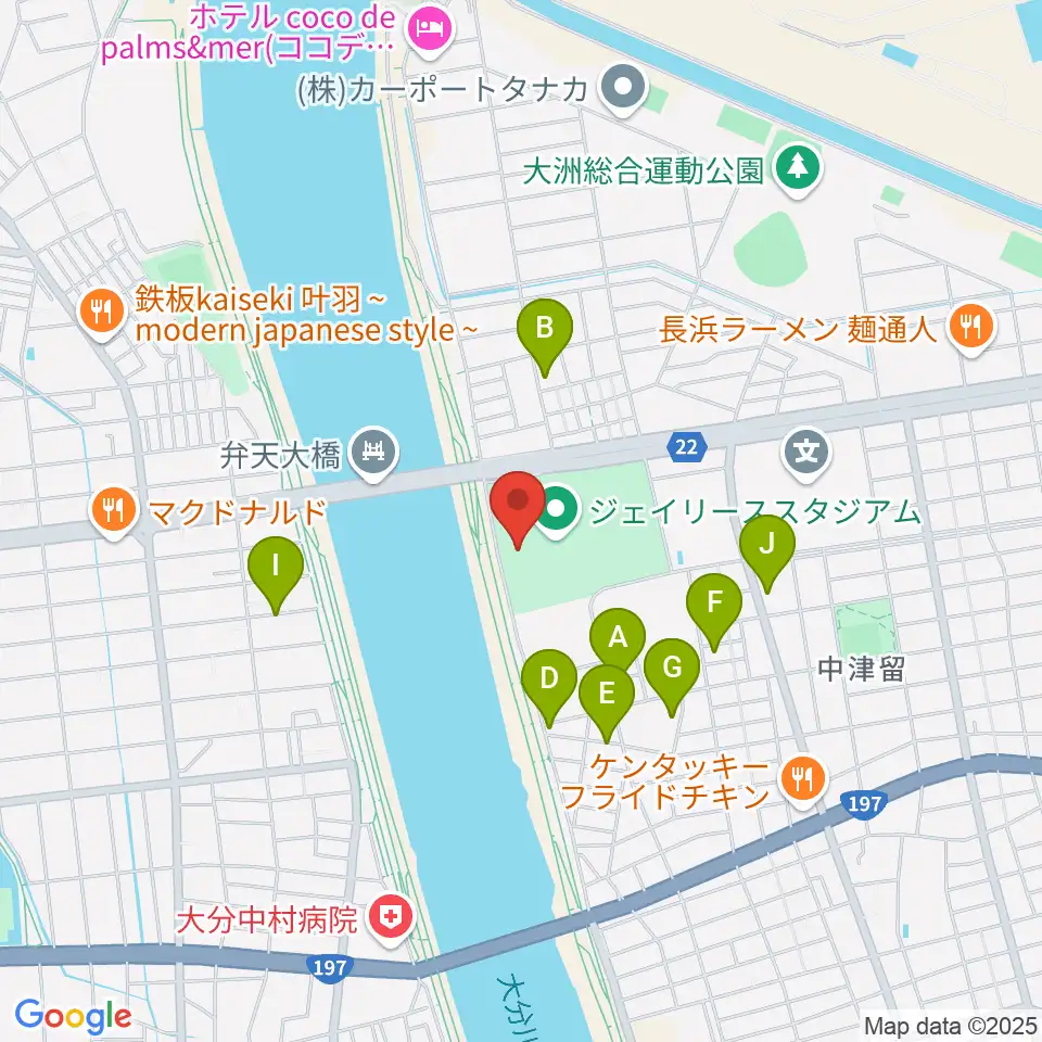 ジェイリーススタジアム周辺の駐車場・コインパーキング一覧地図