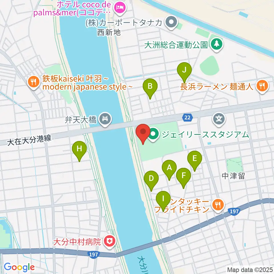 ジェイリーススタジアム周辺の駐車場・コインパーキング一覧地図