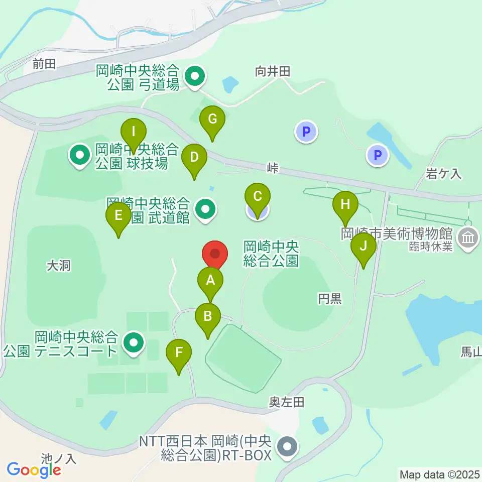 岡崎中央総合公園総合体育館周辺の駐車場・コインパーキング一覧地図