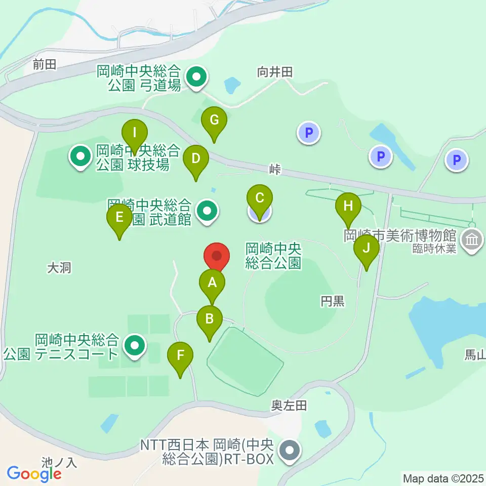 岡崎中央総合公園総合体育館周辺の駐車場・コインパーキング一覧地図
