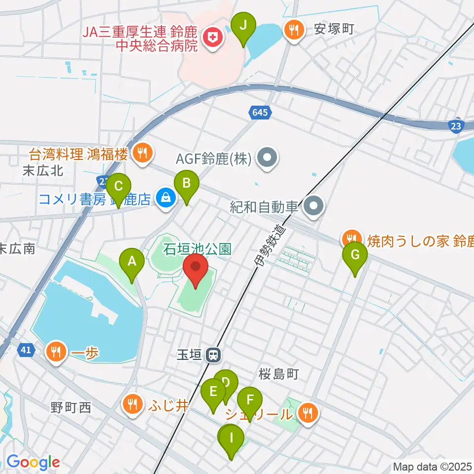 AGF鈴鹿陸上競技場周辺の駐車場・コインパーキング一覧地図