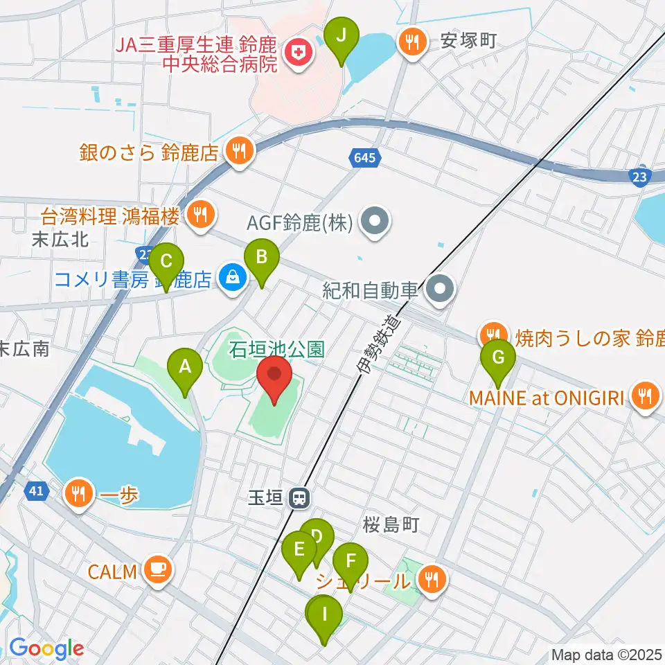 AGF鈴鹿陸上競技場周辺の駐車場・コインパーキング一覧地図