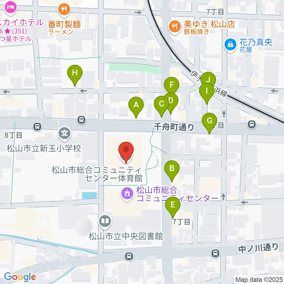 松山市総合コミュニティセンター体育館周辺の駐車場・コインパーキング一覧地図