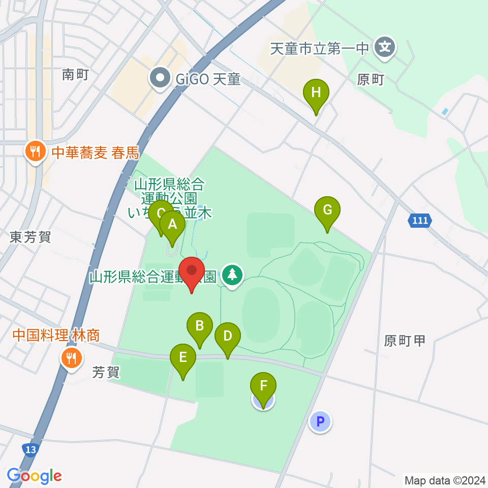 山形県総合運動公園 総合体育館周辺の駐車場・コインパーキング一覧地図