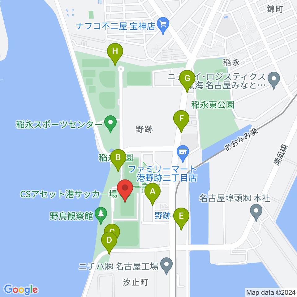 CSアセット港サッカー場周辺の駐車場・コインパーキング一覧地図