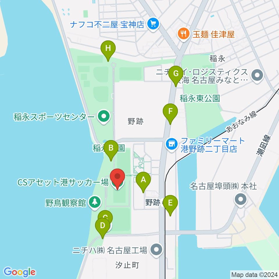 CSアセット港サッカー場周辺の駐車場・コインパーキング一覧地図