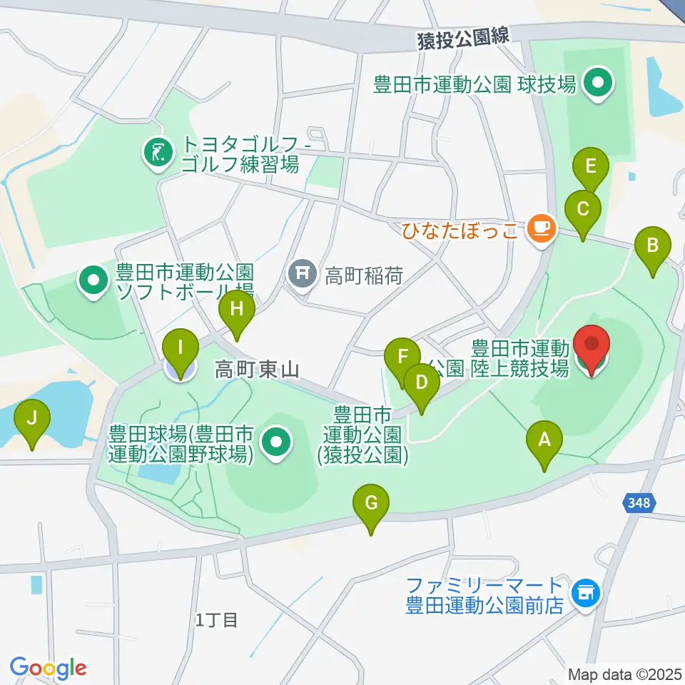 豊田市運動公園陸上競技場周辺の駐車場・コインパーキング一覧地図