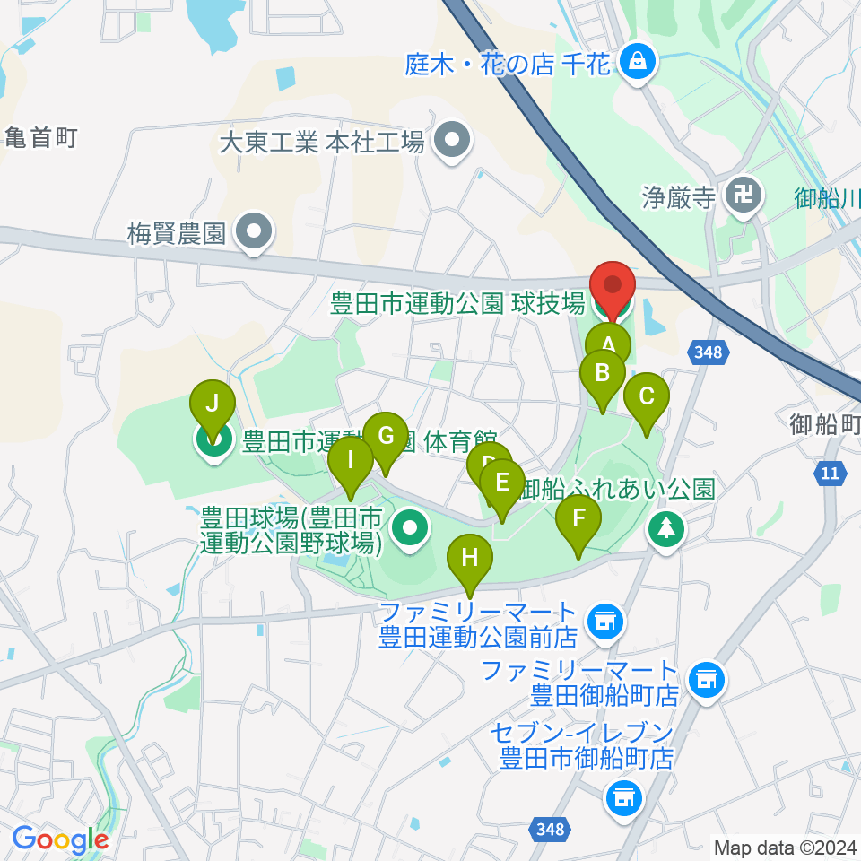 豊田市運動公園球技場周辺の駐車場・コインパーキング一覧地図