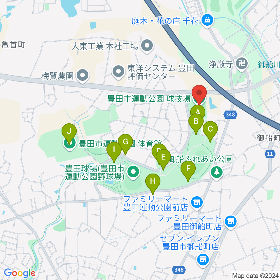 豊田市運動公園球技場周辺の駐車場・コインパーキング一覧地図