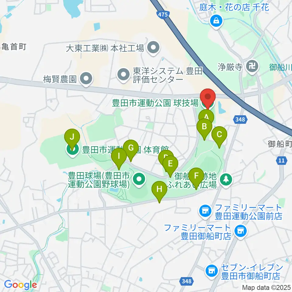 豊田市運動公園球技場周辺の駐車場・コインパーキング一覧地図