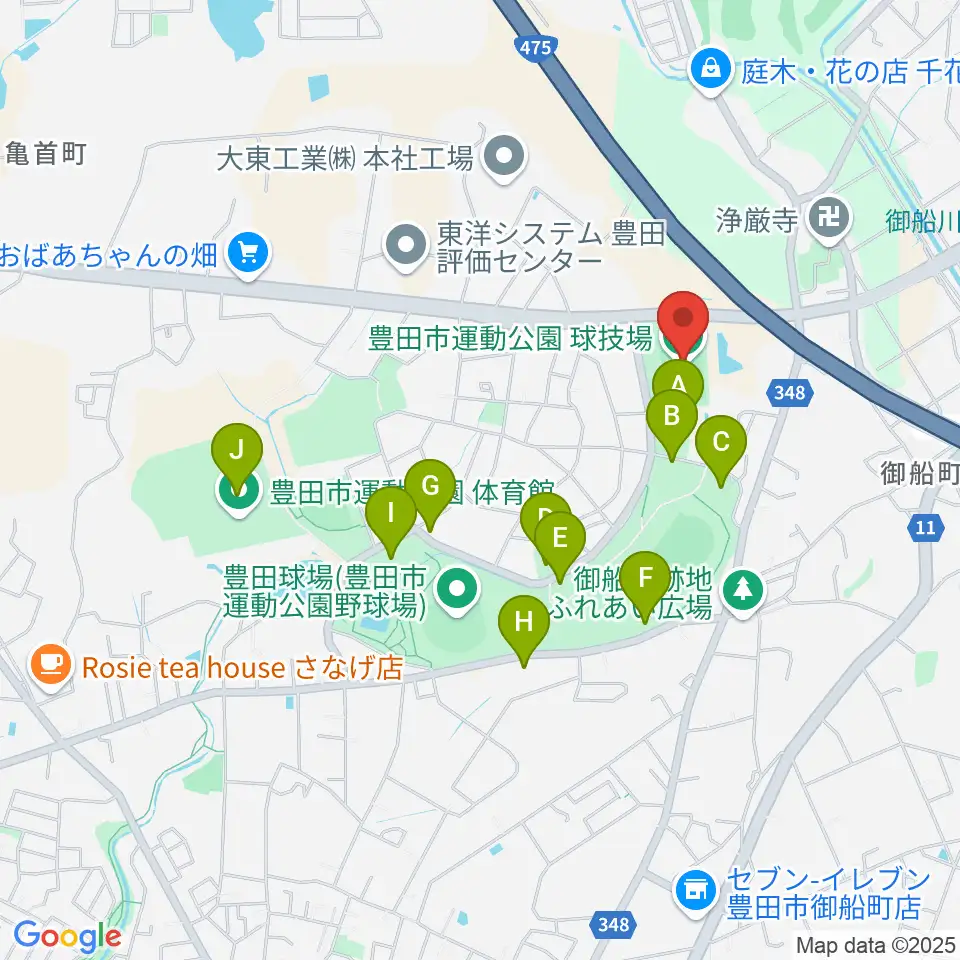 豊田市運動公園球技場周辺の駐車場・コインパーキング一覧地図
