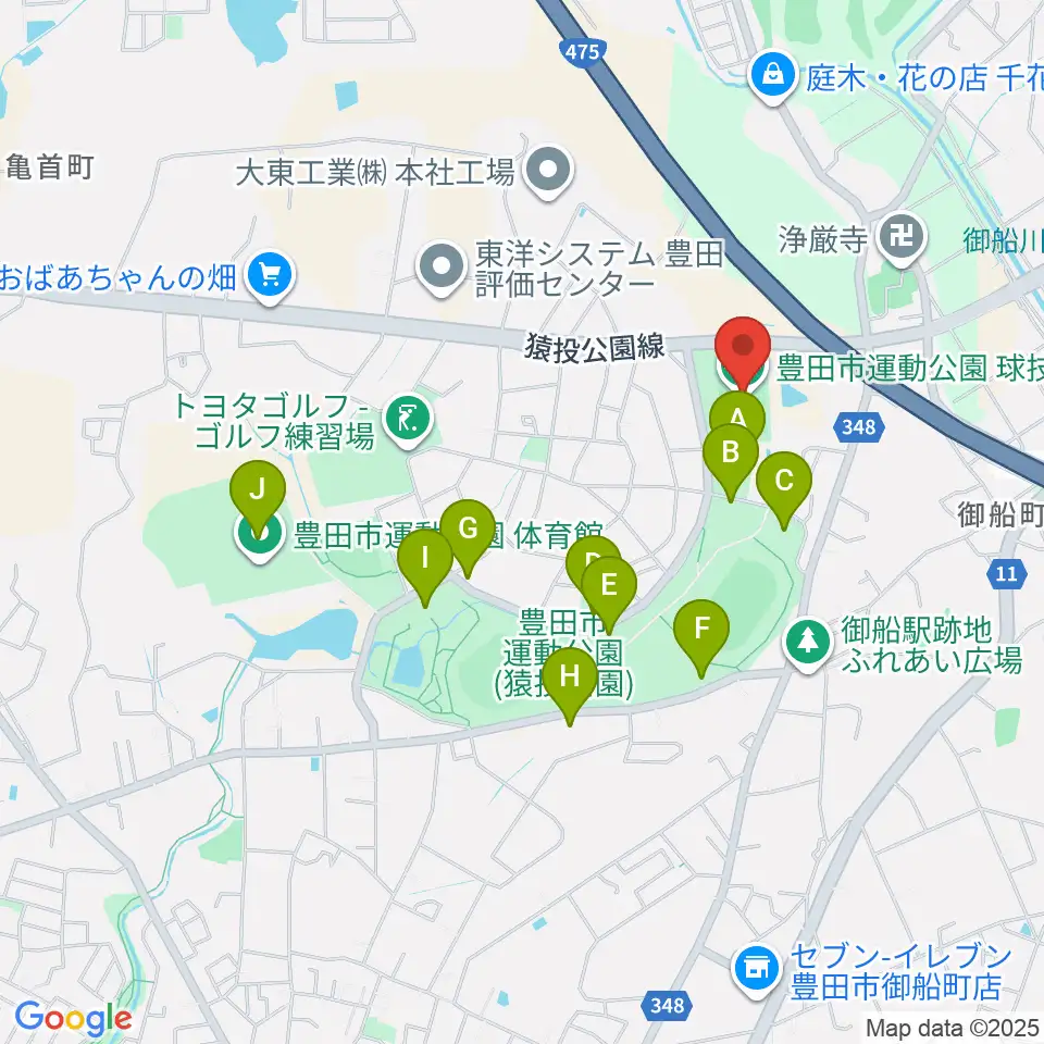 豊田市運動公園球技場周辺の駐車場・コインパーキング一覧地図