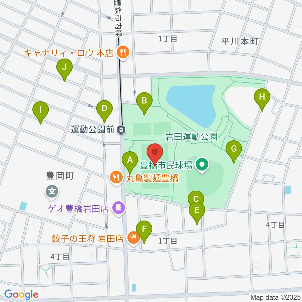 豊橋市民球技場周辺の駐車場・コインパーキング一覧地図