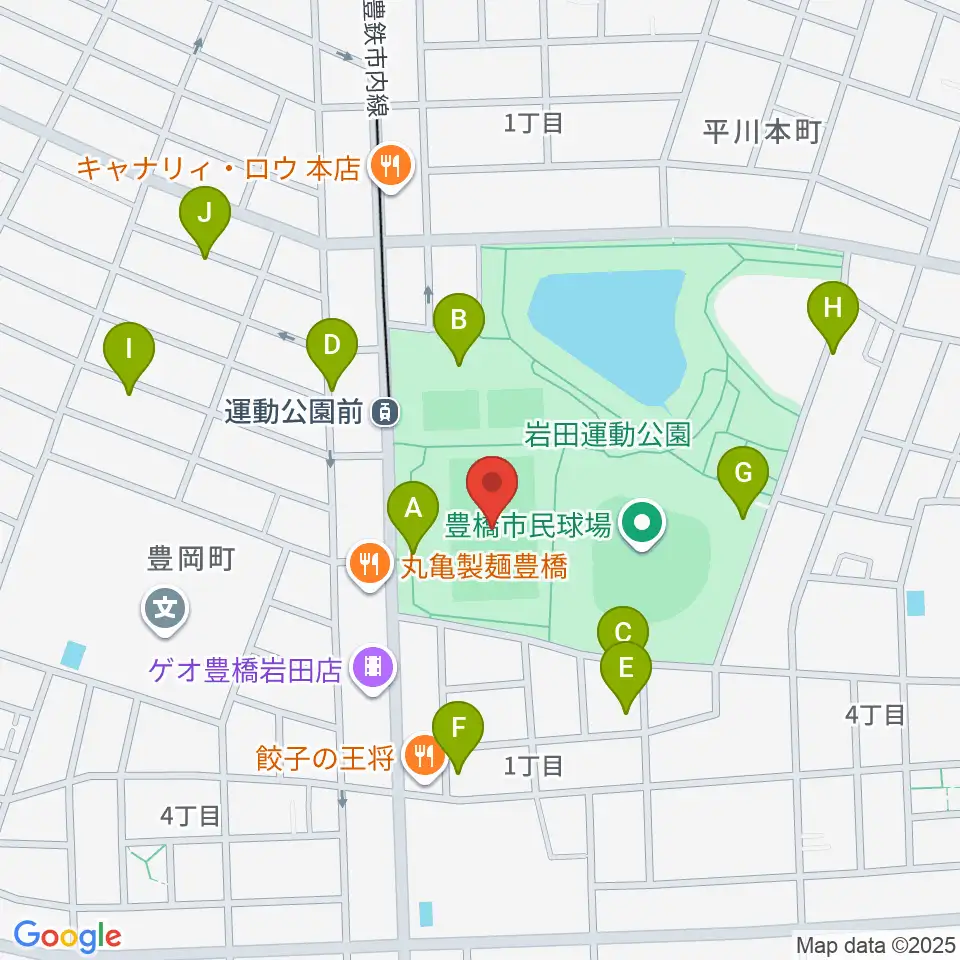 豊橋市民球技場周辺の駐車場・コインパーキング一覧地図