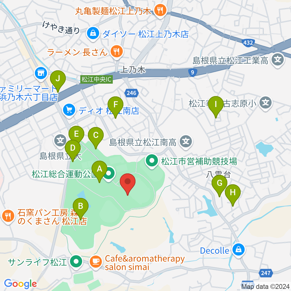 松江市営陸上競技場周辺の駐車場・コインパーキング一覧地図