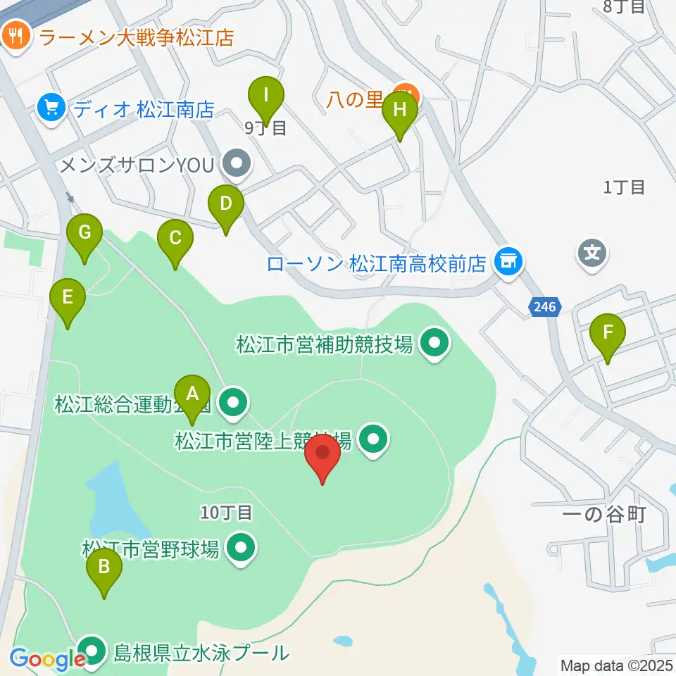 松江市営陸上競技場周辺の駐車場・コインパーキング一覧地図