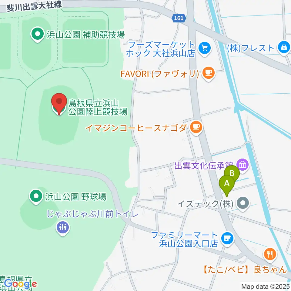 島根県立浜山公園陸上競技場周辺の駐車場・コインパーキング一覧地図
