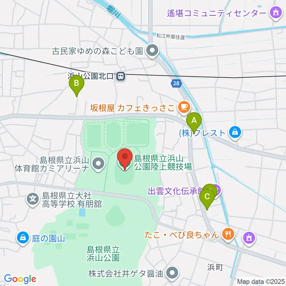 島根県立浜山公園陸上競技場周辺の駐車場・コインパーキング一覧地図