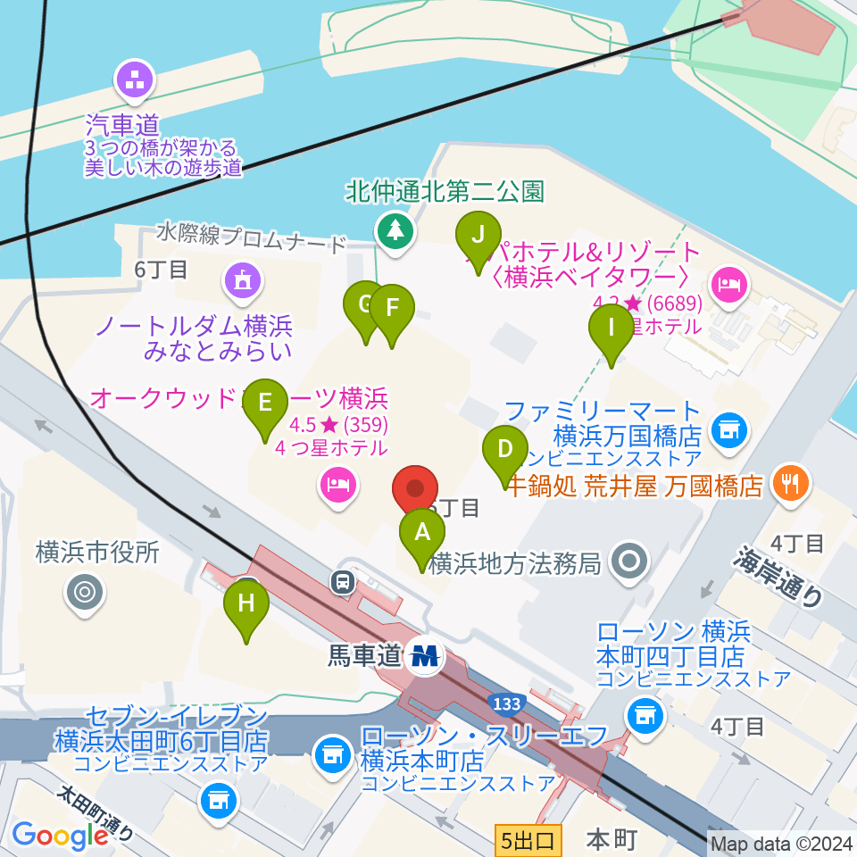 ビルボードライブ横浜周辺の駐車場・コインパーキング一覧地図