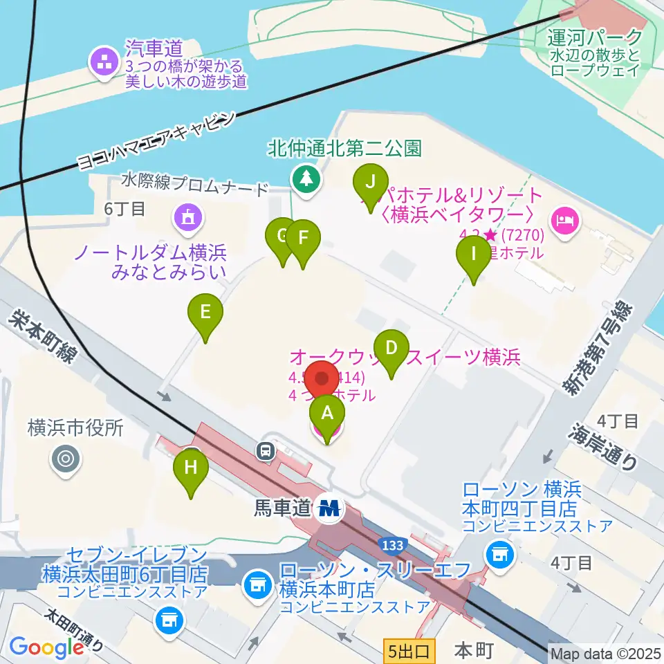 ビルボードライブ横浜周辺の駐車場・コインパーキング一覧地図