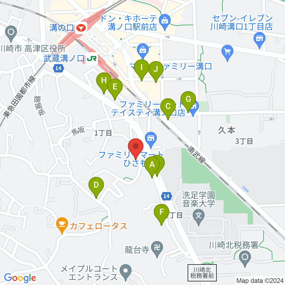 溝の口neonera周辺の駐車場・コインパーキング一覧地図