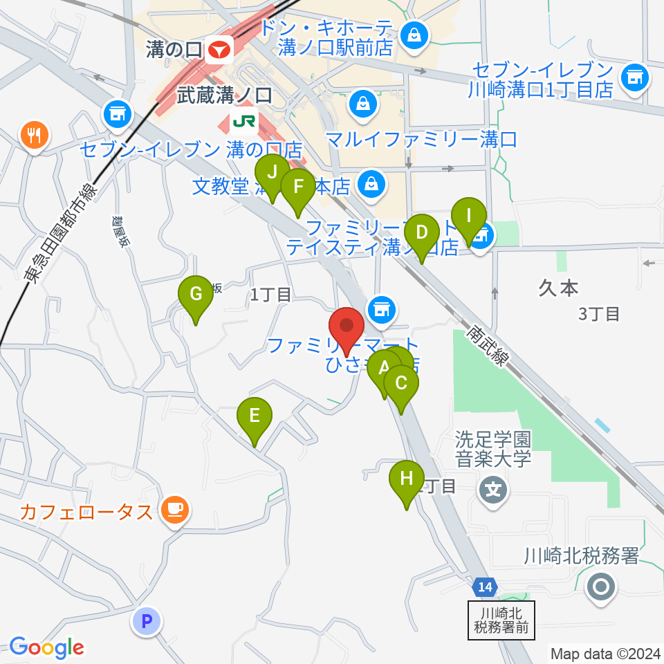 溝の口neonera周辺の駐車場・コインパーキング一覧地図