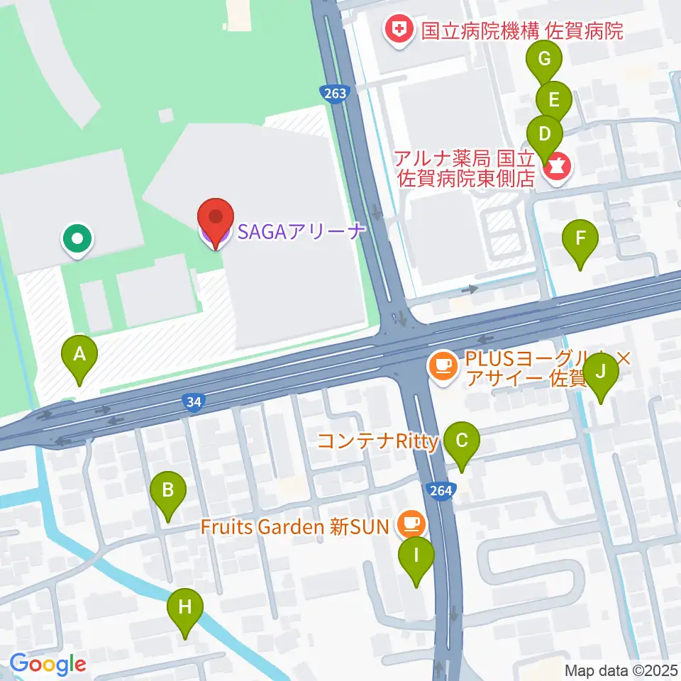 SAGAアリーナ周辺の駐車場・コインパーキング一覧地図