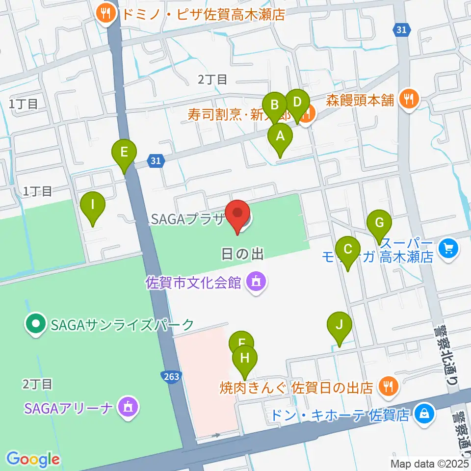 SAGAプラザ 総合体育館周辺の駐車場・コインパーキング一覧地図