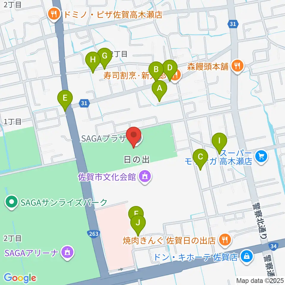 SAGAプラザ 総合体育館周辺の駐車場・コインパーキング一覧地図