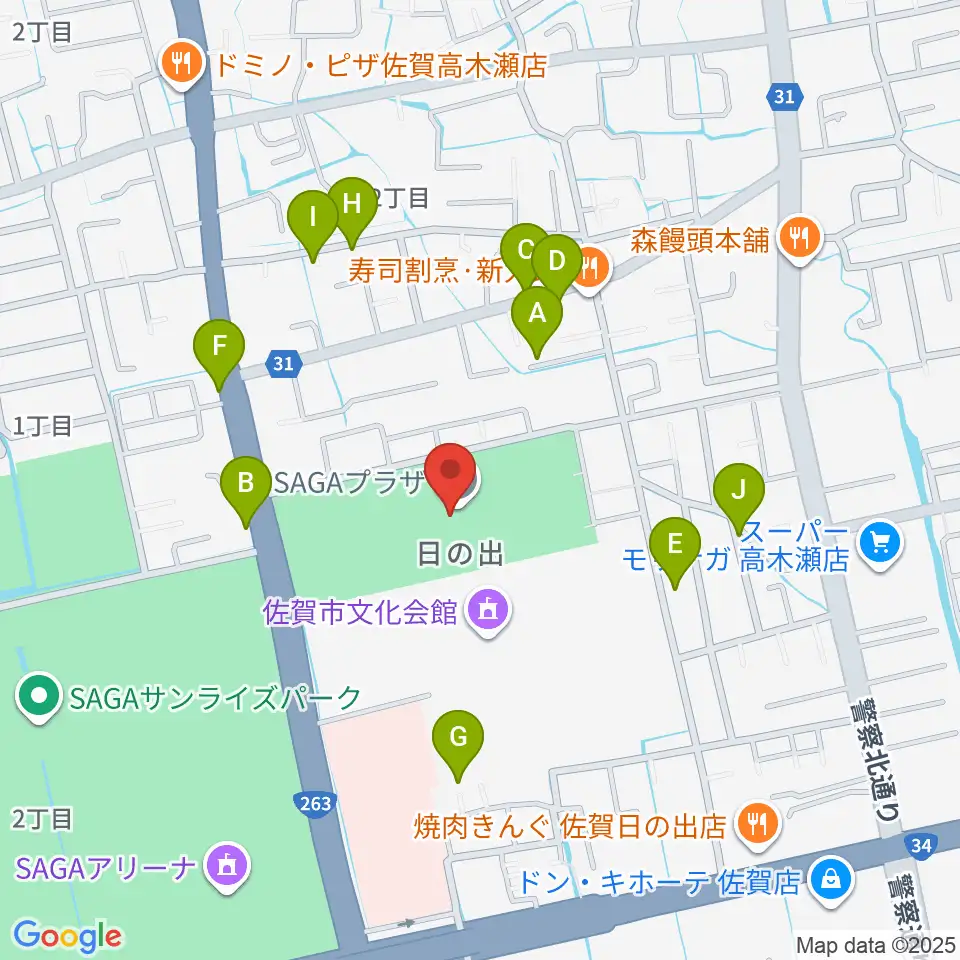 SAGAプラザ 総合体育館周辺の駐車場・コインパーキング一覧地図