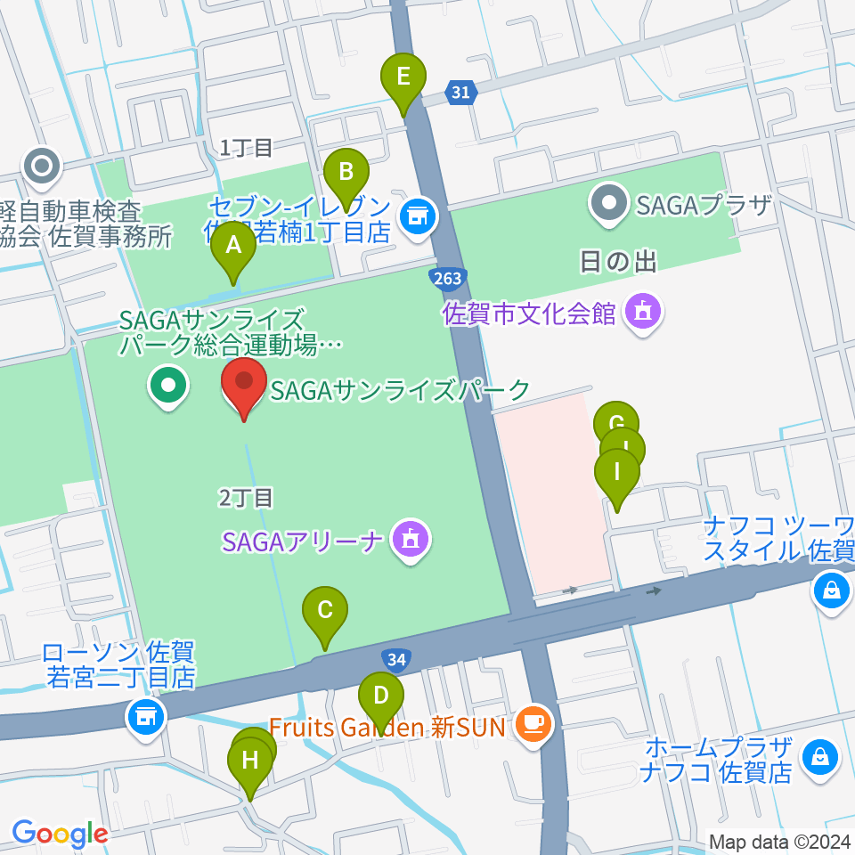 SAGAスタ（陸上競技場）周辺の駐車場・コインパーキング一覧地図
