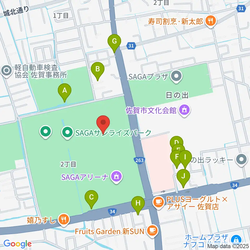 SAGAスタジアム周辺の駐車場・コインパーキング一覧地図