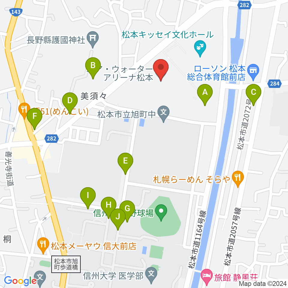 エア・ウォーターアリーナ松本周辺の駐車場・コインパーキング一覧地図