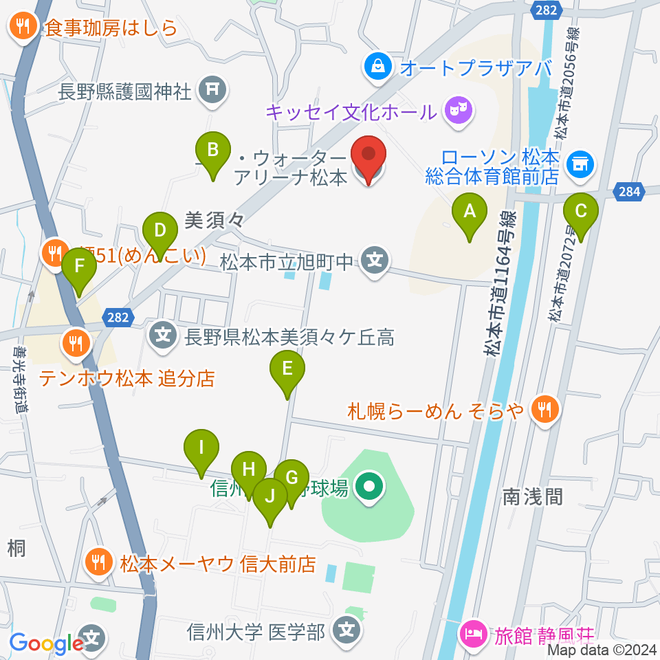 エア・ウォーターアリーナ松本周辺の駐車場・コインパーキング一覧地図