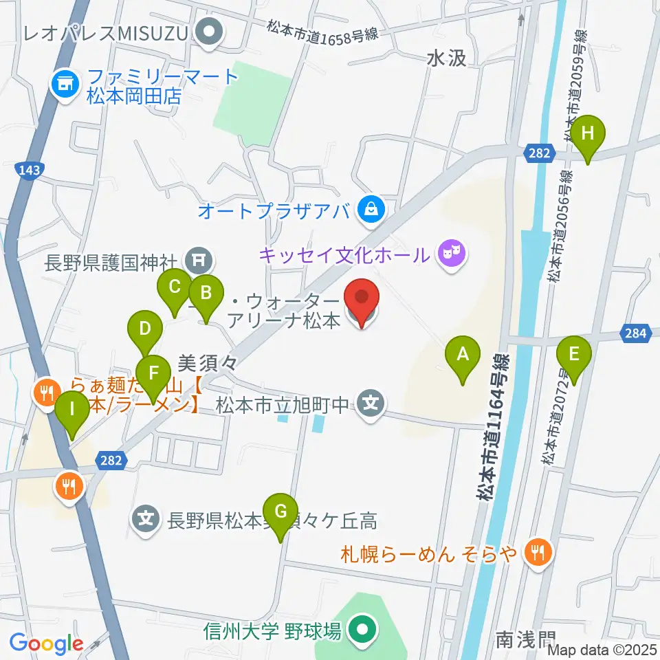 エア・ウォーターアリーナ松本周辺の駐車場・コインパーキング一覧地図