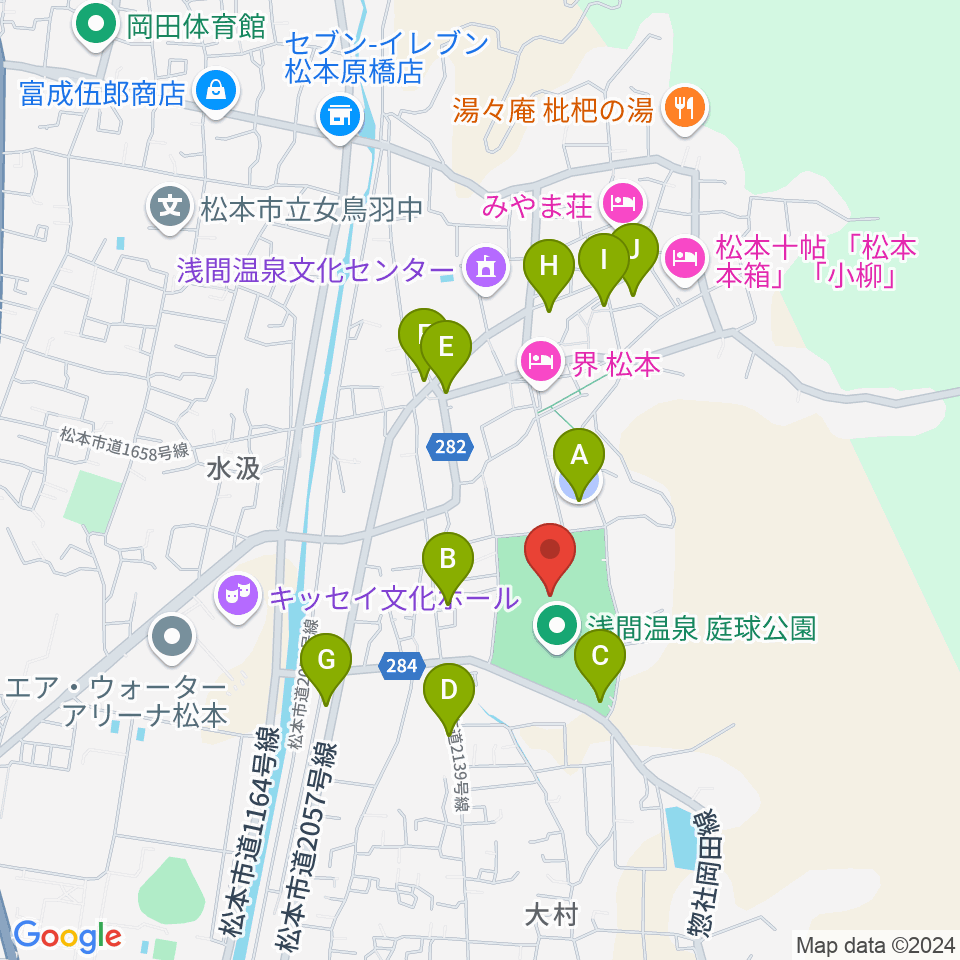 セキスイハイム松本スタジアム周辺の駐車場・コインパーキング一覧地図