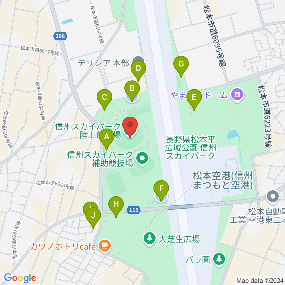 松本平広域公園 陸上競技場周辺の駐車場・コインパーキング一覧地図