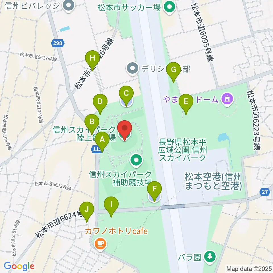 松本平広域公園 陸上競技場周辺の駐車場・コインパーキング一覧地図