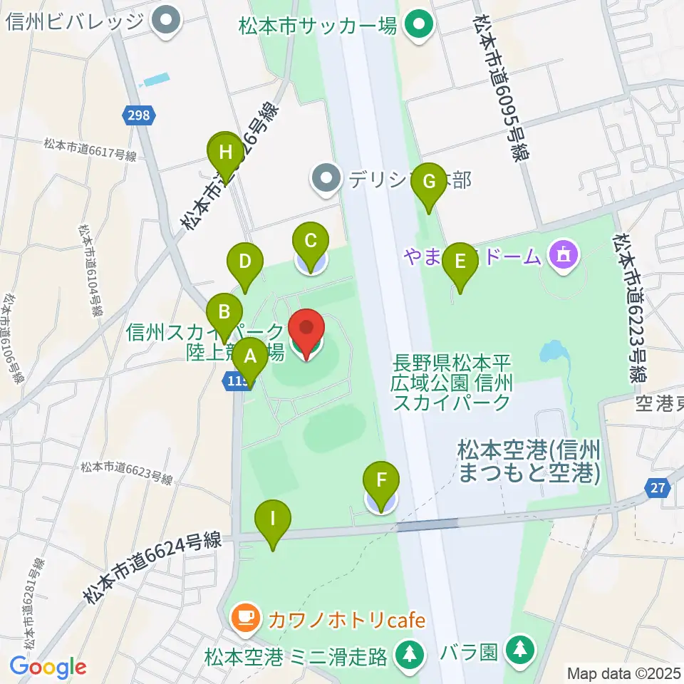 松本平広域公園 陸上競技場周辺の駐車場・コインパーキング一覧地図