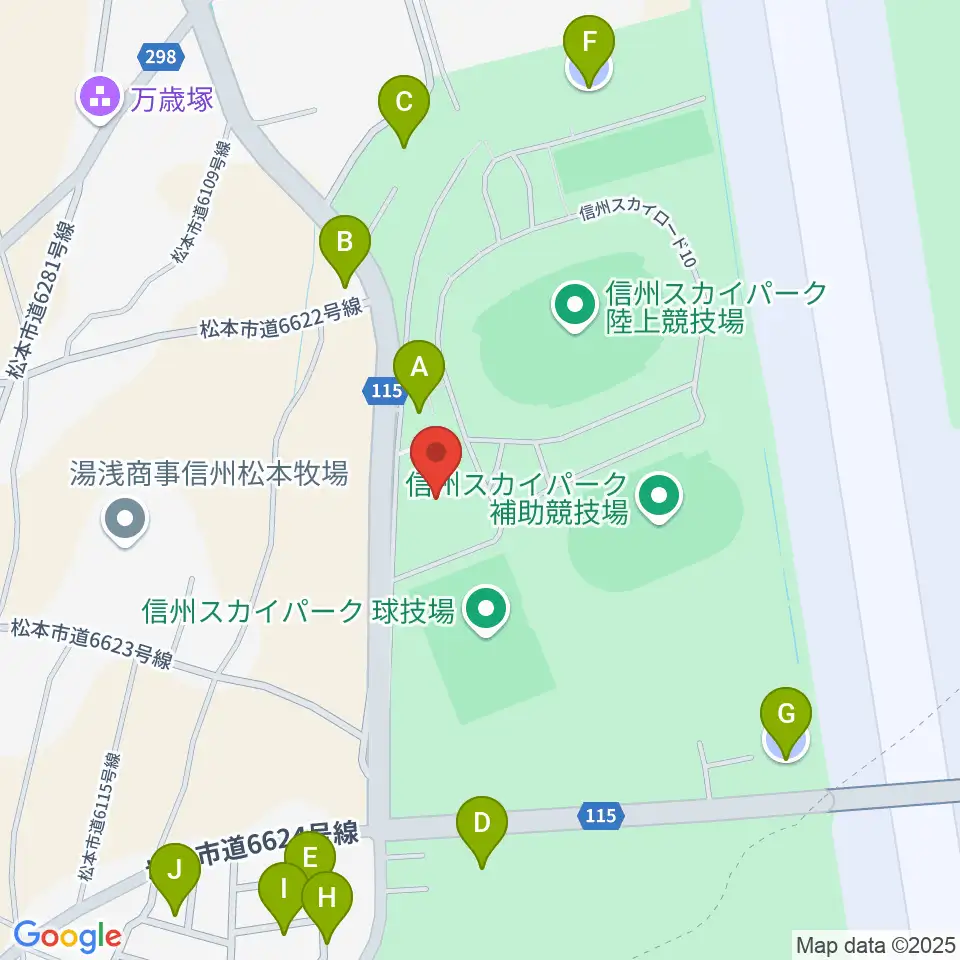 信州スカイパーク体育館周辺の駐車場・コインパーキング一覧地図