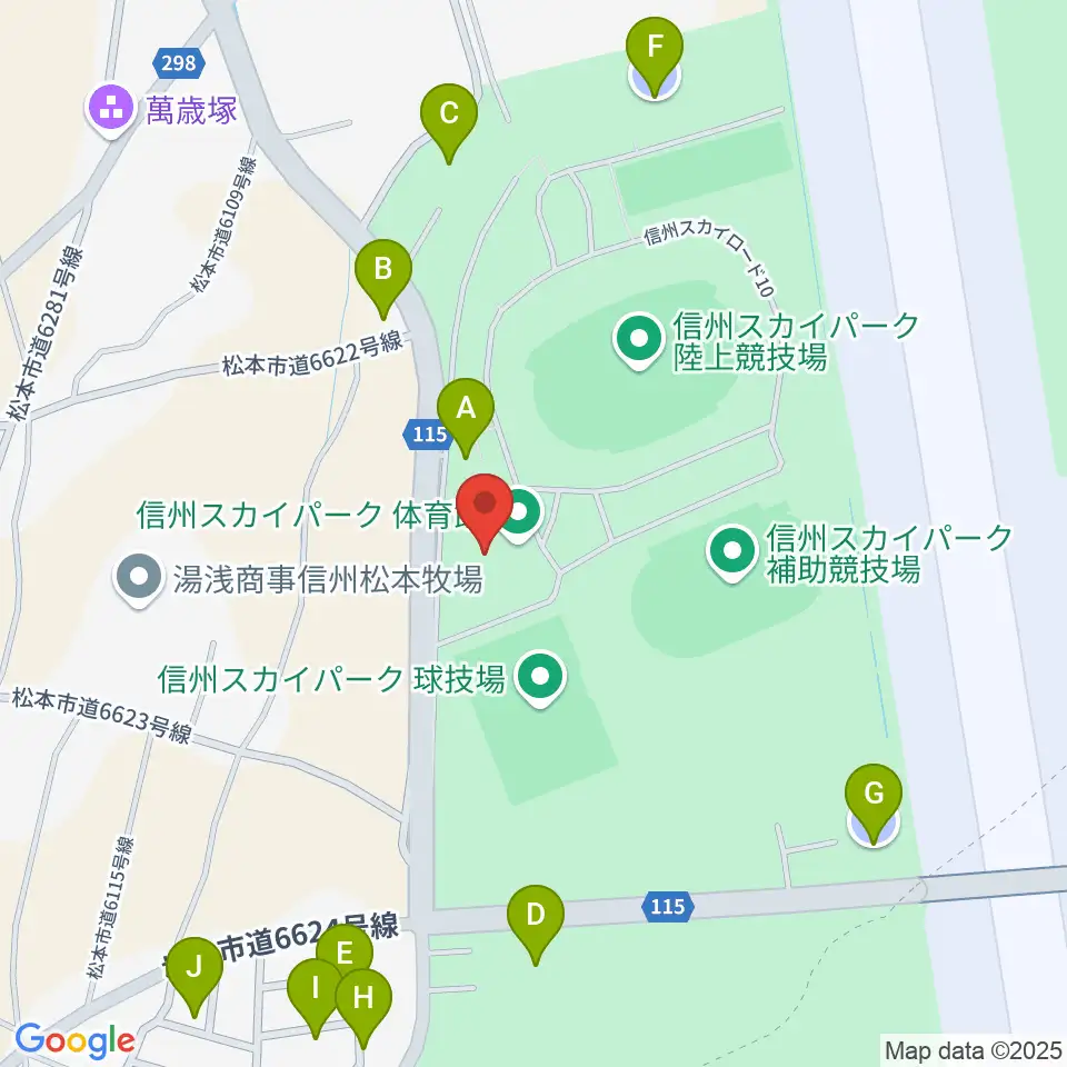 信州スカイパーク体育館周辺の駐車場・コインパーキング一覧地図