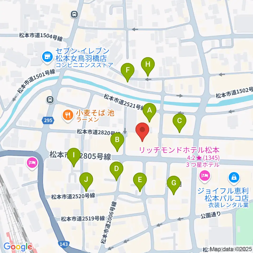 松本市中央公民館・Ｍウイング周辺の駐車場・コインパーキング一覧地図