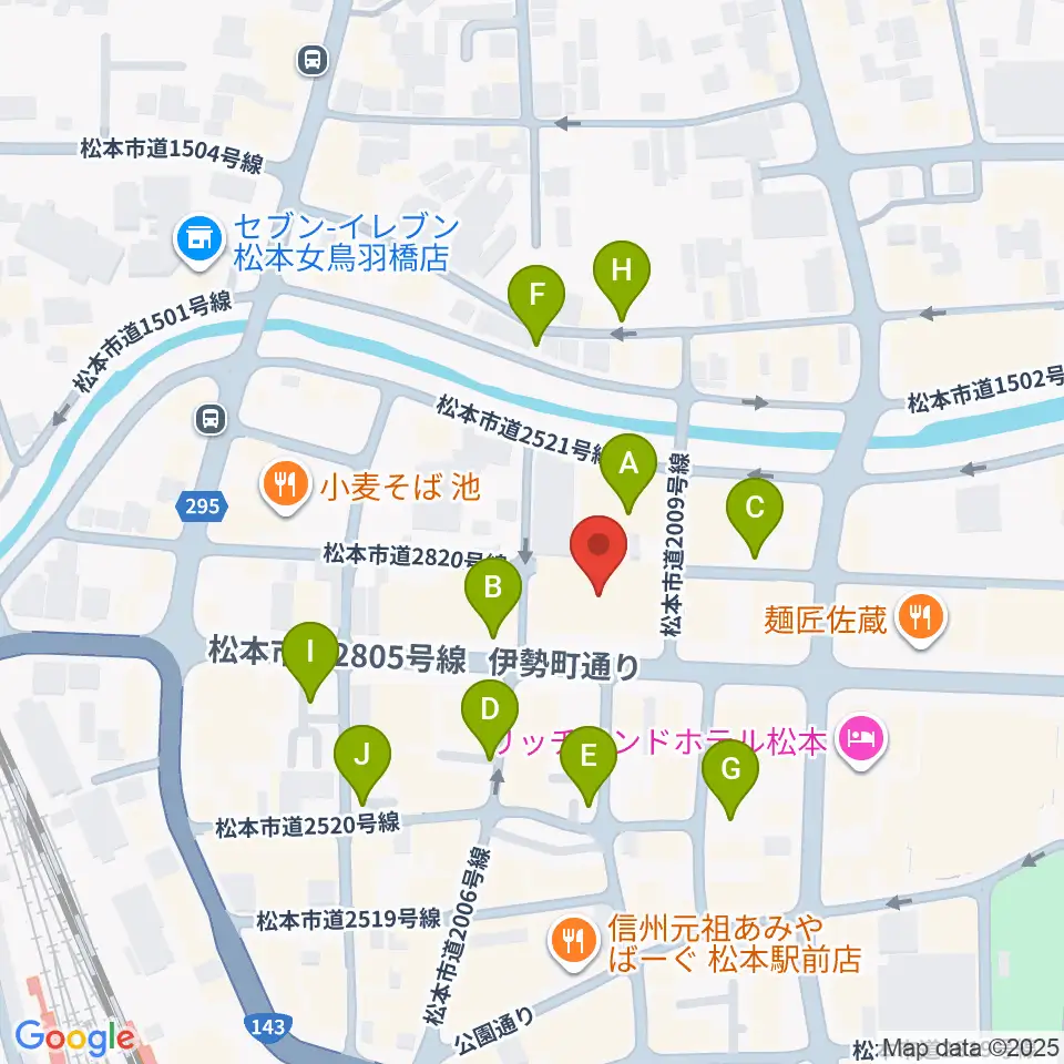 松本市中央公民館・Ｍウイング周辺の駐車場・コインパーキング一覧地図