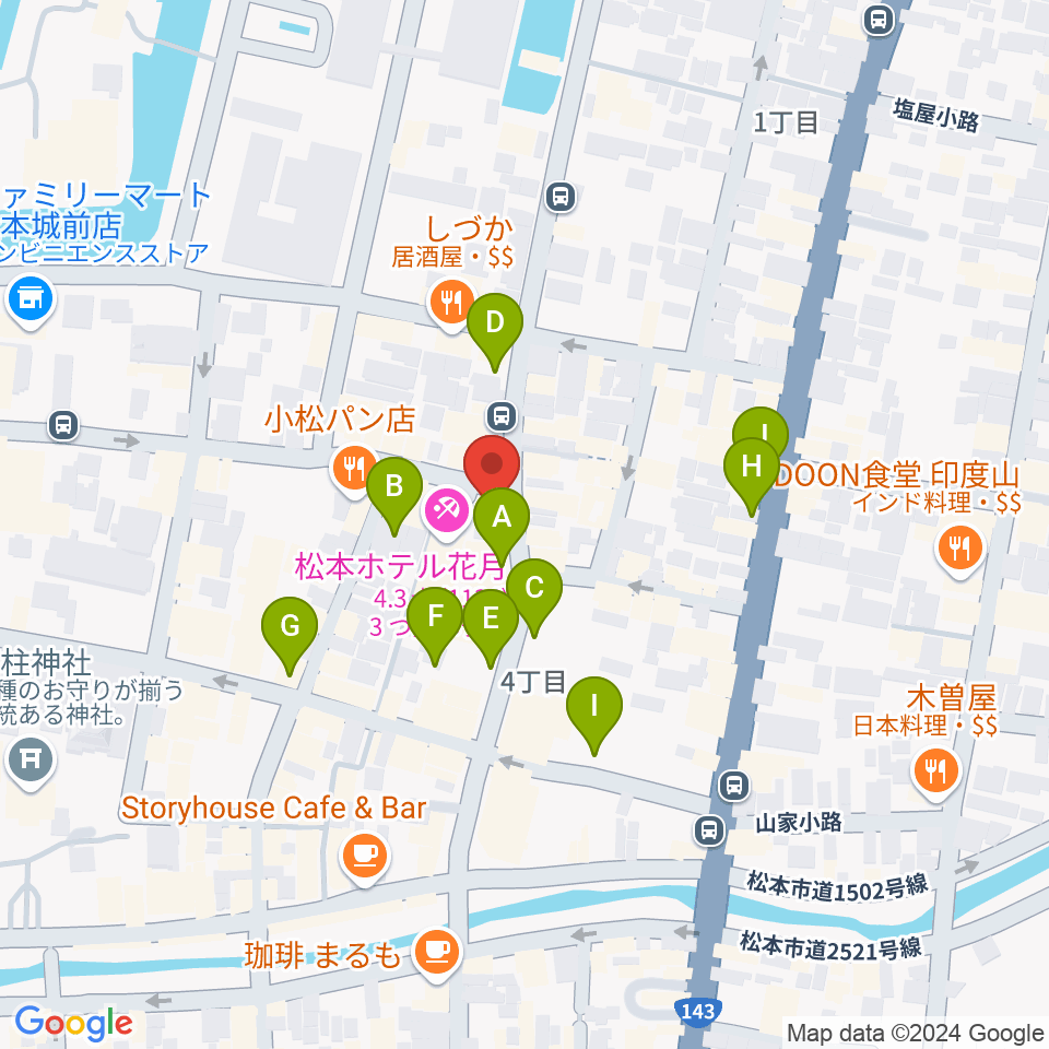 松本市下町会館周辺の駐車場・コインパーキング一覧地図