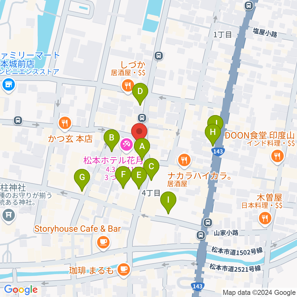 松本市下町会館周辺の駐車場・コインパーキング一覧地図