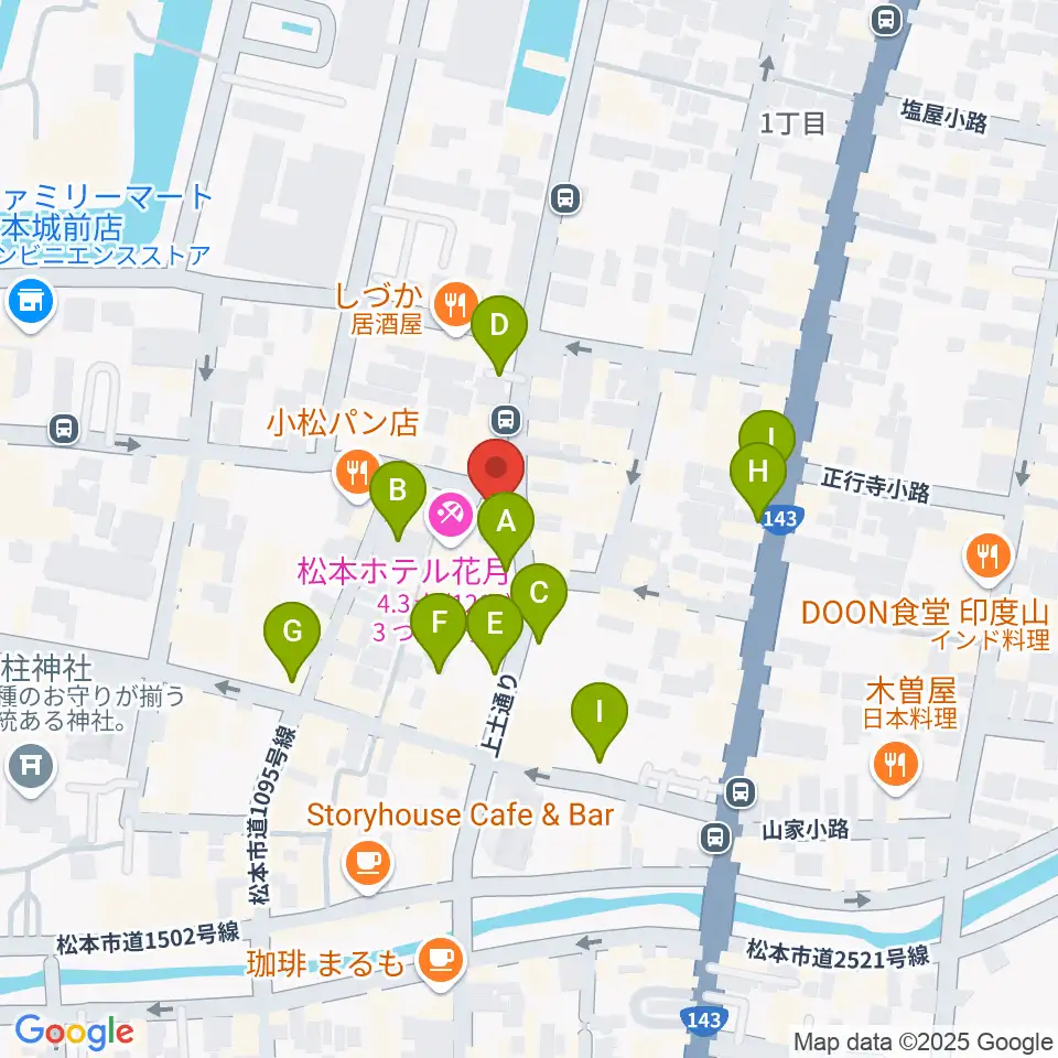 松本市下町会館周辺の駐車場・コインパーキング一覧地図