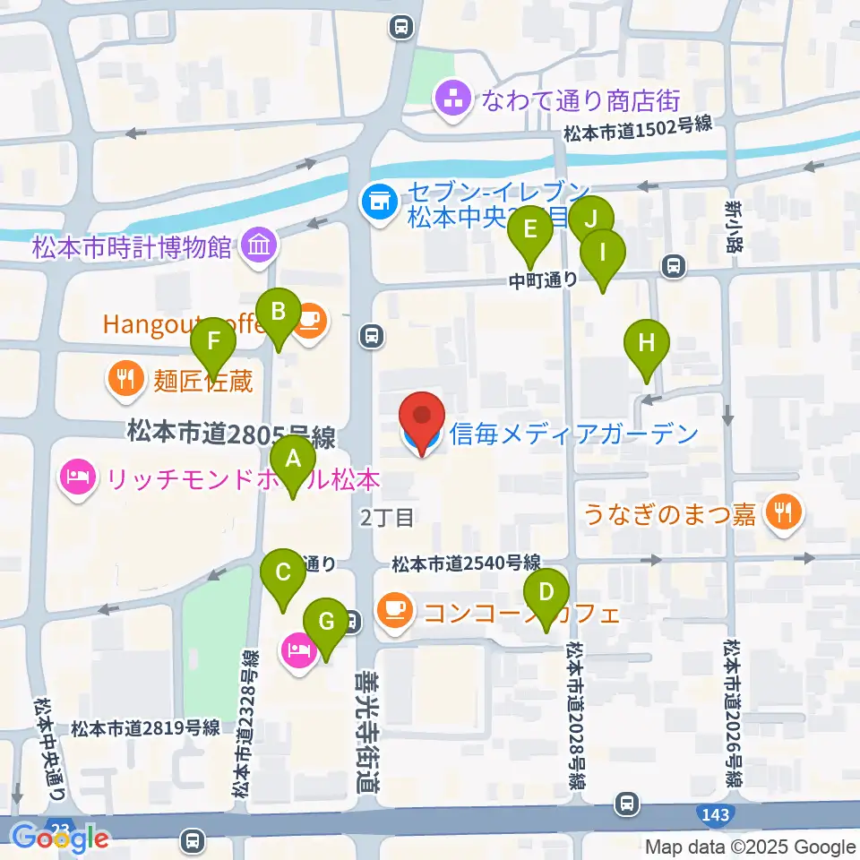 信毎メディアガーデン周辺の駐車場・コインパーキング一覧地図