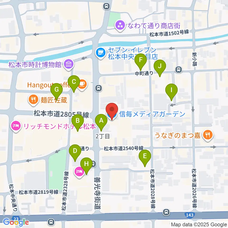 信毎メディアガーデン周辺の駐車場・コインパーキング一覧地図